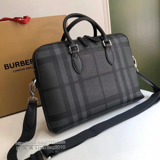 Burberry專櫃新款男包 巴寶莉經典煙熏格紋男士手提公事包  db1243